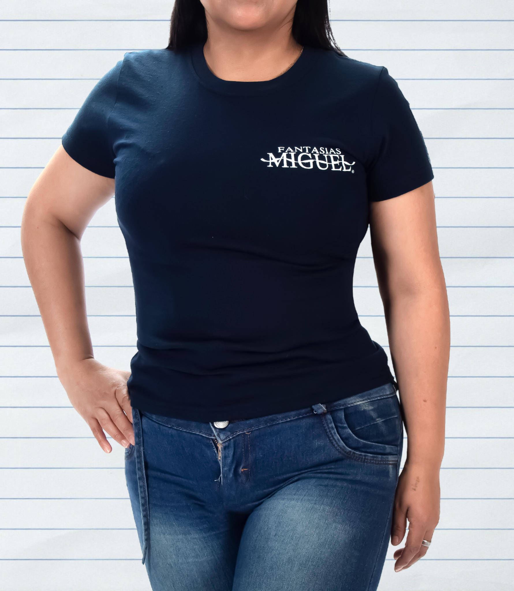 Playera Azul FM Dama, Cuello Redondo