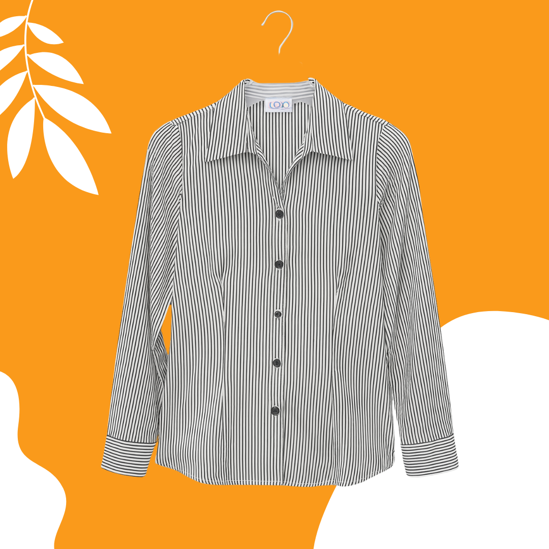 Camisa Mujer Blanca con rayas negras