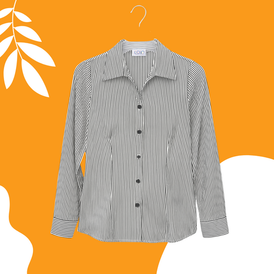 Camisa Mujer Blanca con rayas negras
