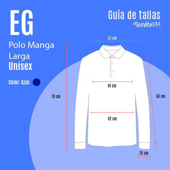 Playera Tipo Polo Manga Larga Azul Marino (Unisex)