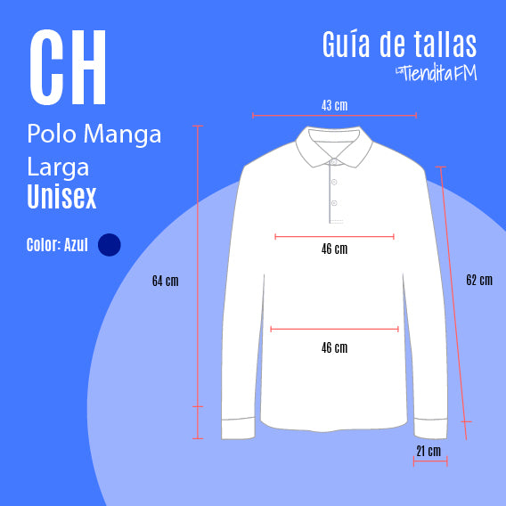 Playera Tipo Polo Manga Larga Azul Marino (Unisex)