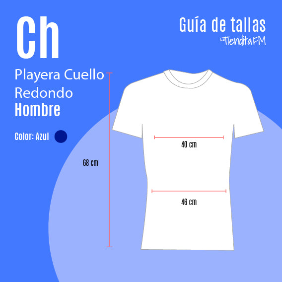 Playera Azul Cuello Redondo Hombre