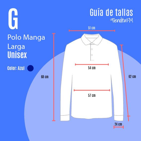 Playera Tipo Polo Manga Larga Azul Marino (Unisex)