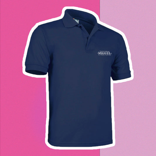 Playera Tipo Polo Azul-Caballero